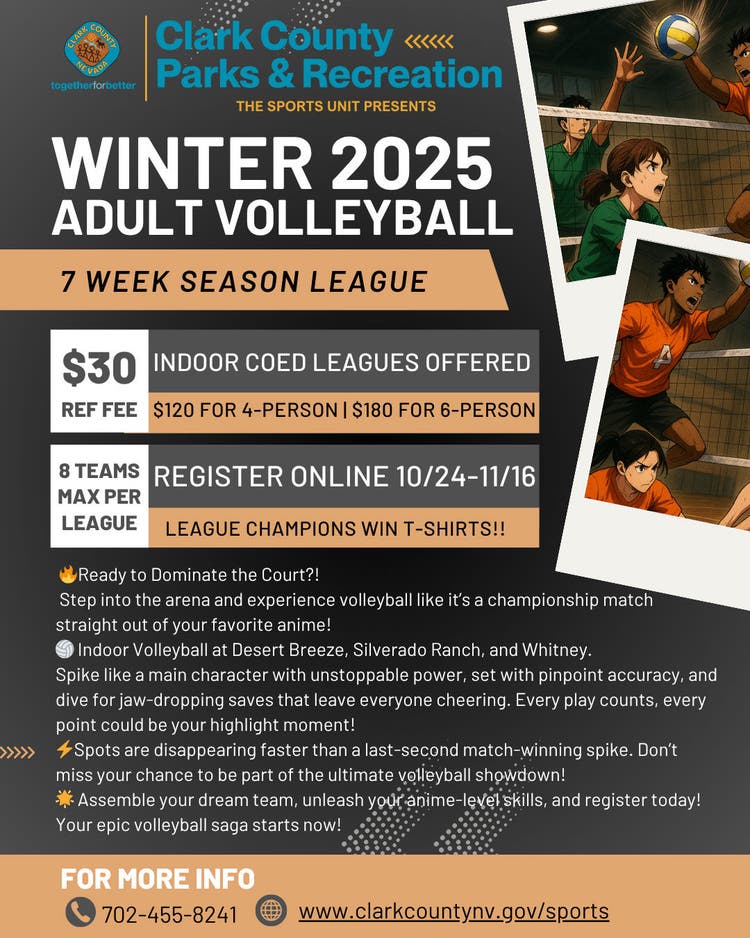 Clark County Adult Volleyball Registration Information
