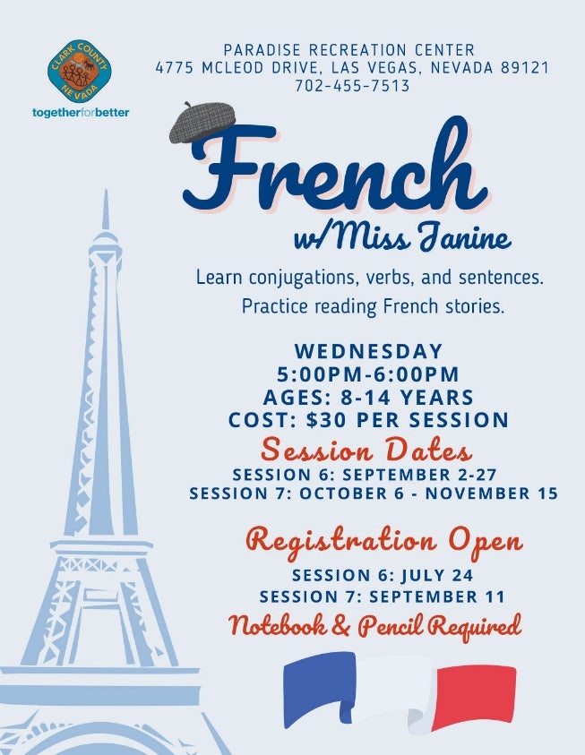 Paradise Rec Center French Intermediate Classes