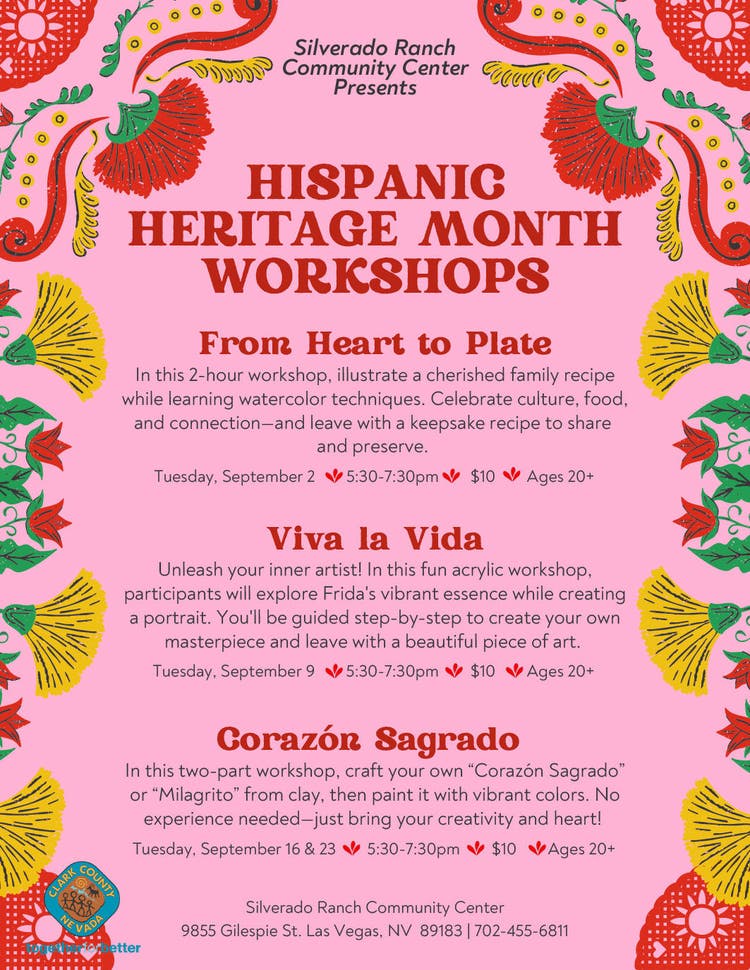 Colorful flyer for Silverado Ranch Hispanic Heritage Month