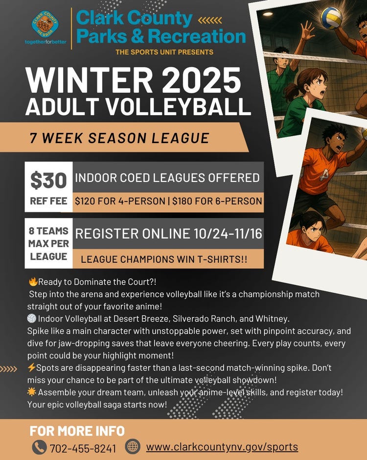 Clark County Adult Volleyball Registration Information, Picture