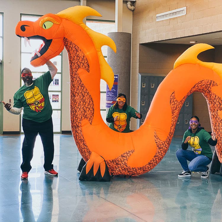 Giant Orange Dragon Inflatable Display