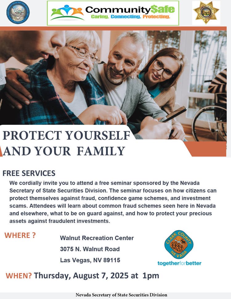 Walnut Community Safe event flyer