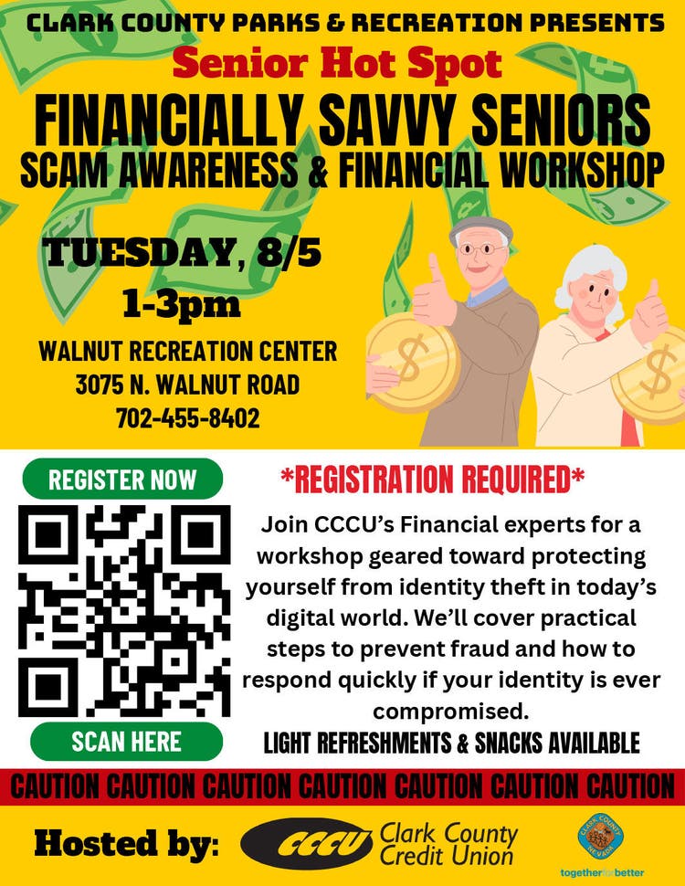 Walnut Financially Savvy Seniors event flyer