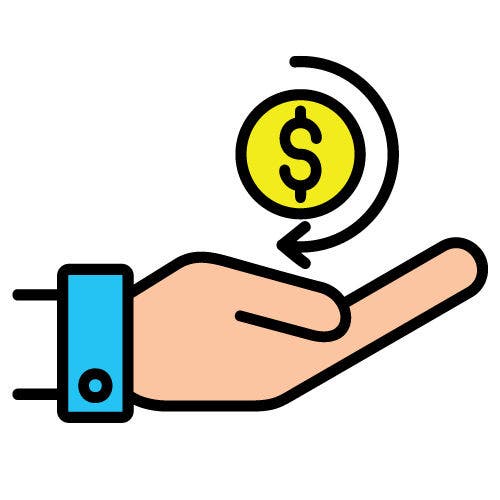 Hand holding dollar coin illustration