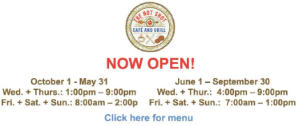 CCSC : Cafe and grill seasonal hours announcement banner